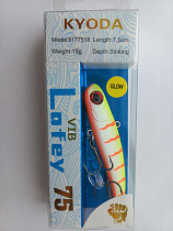 Воблер KYODA LAFEY VIB, размер 75 мм, вес 18 гр, тонущий, цвет P2142